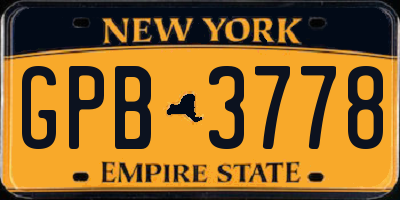 NY license plate GPB3778