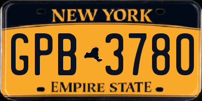 NY license plate GPB3780