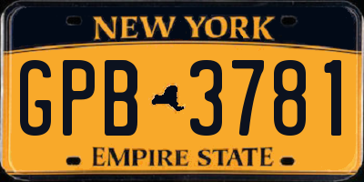 NY license plate GPB3781
