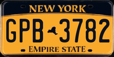 NY license plate GPB3782
