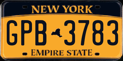 NY license plate GPB3783