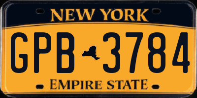 NY license plate GPB3784