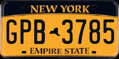 NY license plate GPB3785