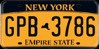 NY license plate GPB3786