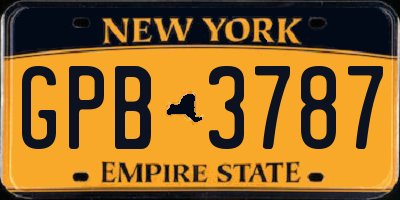 NY license plate GPB3787