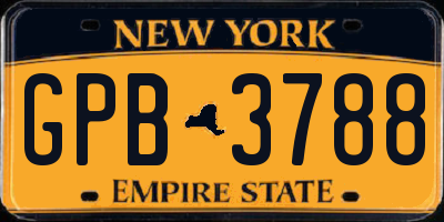 NY license plate GPB3788