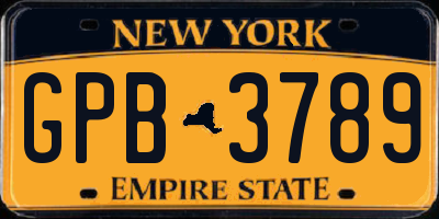 NY license plate GPB3789