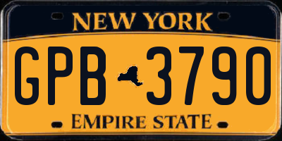 NY license plate GPB3790