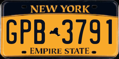 NY license plate GPB3791