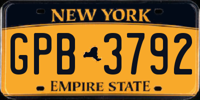 NY license plate GPB3792