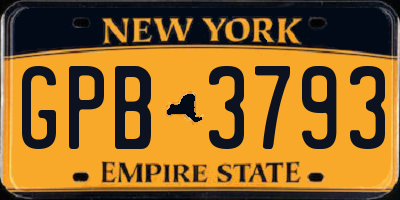 NY license plate GPB3793