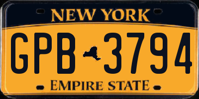NY license plate GPB3794