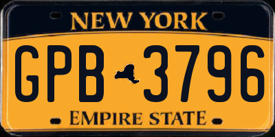 NY license plate GPB3796