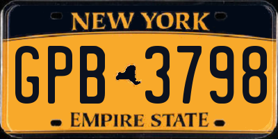 NY license plate GPB3798