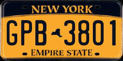 NY license plate GPB3801