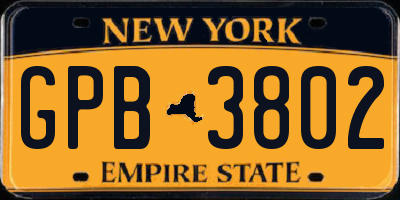 NY license plate GPB3802