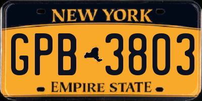 NY license plate GPB3803