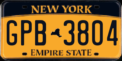 NY license plate GPB3804