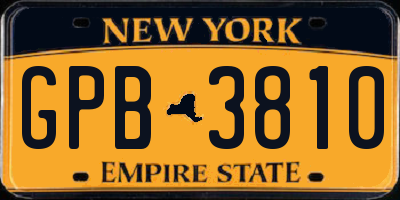 NY license plate GPB3810