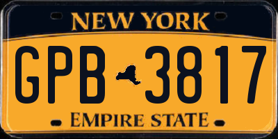 NY license plate GPB3817