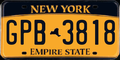 NY license plate GPB3818