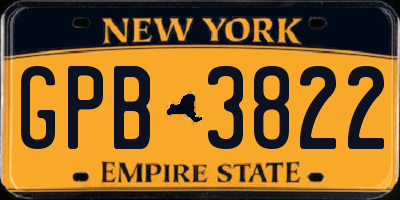 NY license plate GPB3822