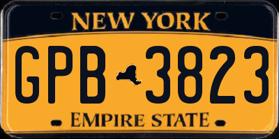 NY license plate GPB3823