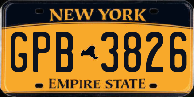 NY license plate GPB3826