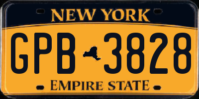 NY license plate GPB3828