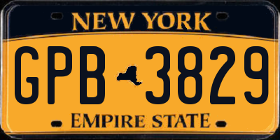 NY license plate GPB3829