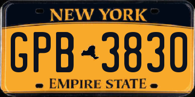 NY license plate GPB3830