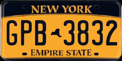 NY license plate GPB3832