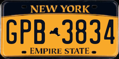 NY license plate GPB3834