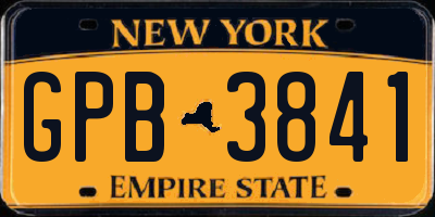 NY license plate GPB3841