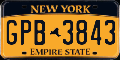 NY license plate GPB3843