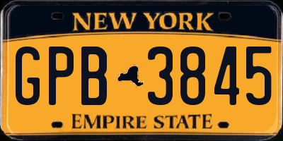 NY license plate GPB3845