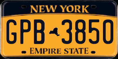 NY license plate GPB3850