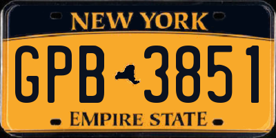 NY license plate GPB3851
