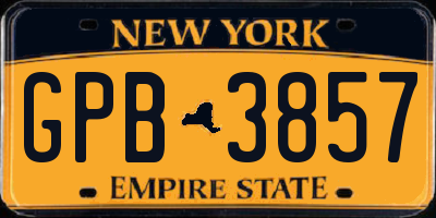 NY license plate GPB3857