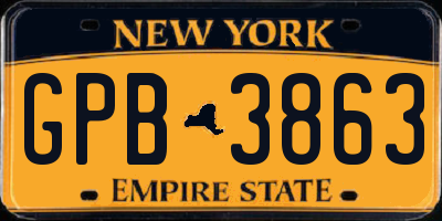 NY license plate GPB3863