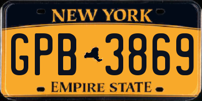 NY license plate GPB3869