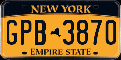 NY license plate GPB3870