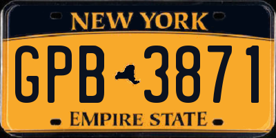 NY license plate GPB3871