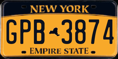 NY license plate GPB3874