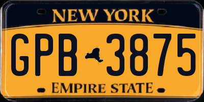 NY license plate GPB3875