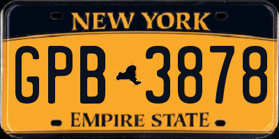 NY license plate GPB3878