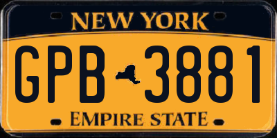 NY license plate GPB3881