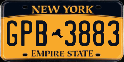 NY license plate GPB3883