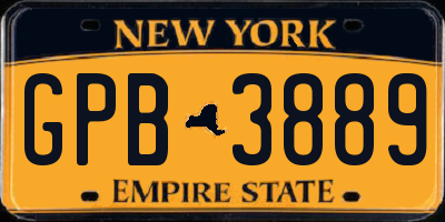 NY license plate GPB3889