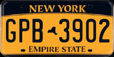 NY license plate GPB3902